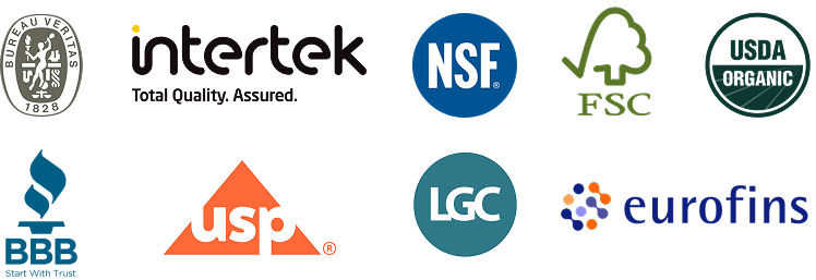 Знаки Intertek, NSF, FSC, USDA Organic